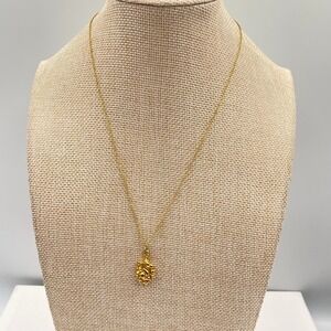 Fashion Gold-Tone Chain Classic Metal Nugget-Shaped Pendant Push Lock Necklace